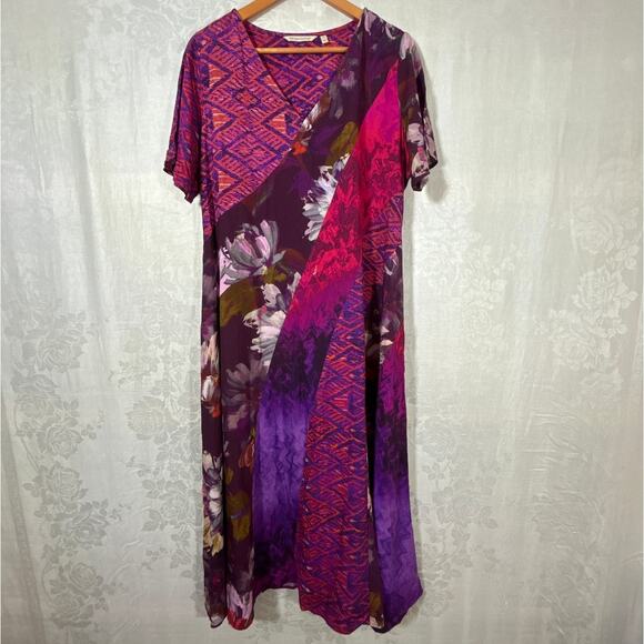 Soft Surroundings Maxi Dress Large PETITE Patchwork Floral Geometric - Picture 1 of 9